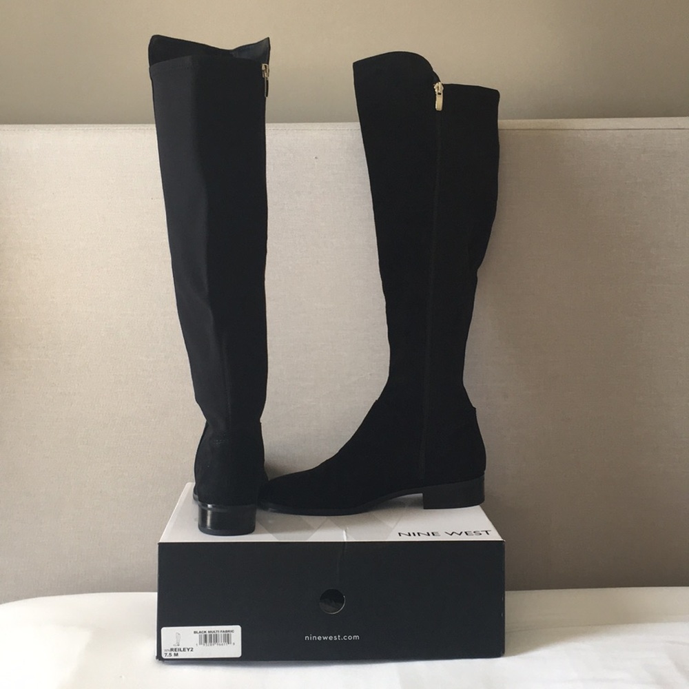 Nine West Tall Black Riding Boots 7.5